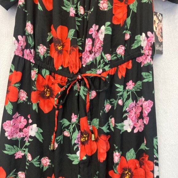 NWT Blush Off the Shoulder Black Floral Jumpsuit Womens 1X Red Lightweight XL - Picture 8 of 16